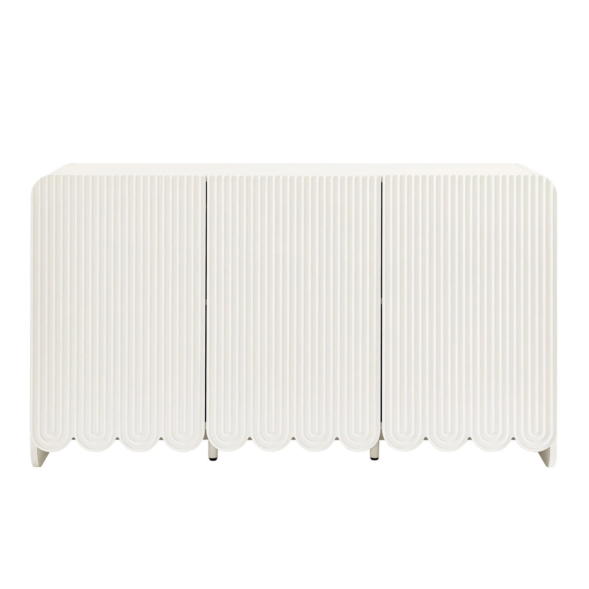 Fluted Scalloped Sideboard Storage Cabinet – Wood Finish 56 Inch
