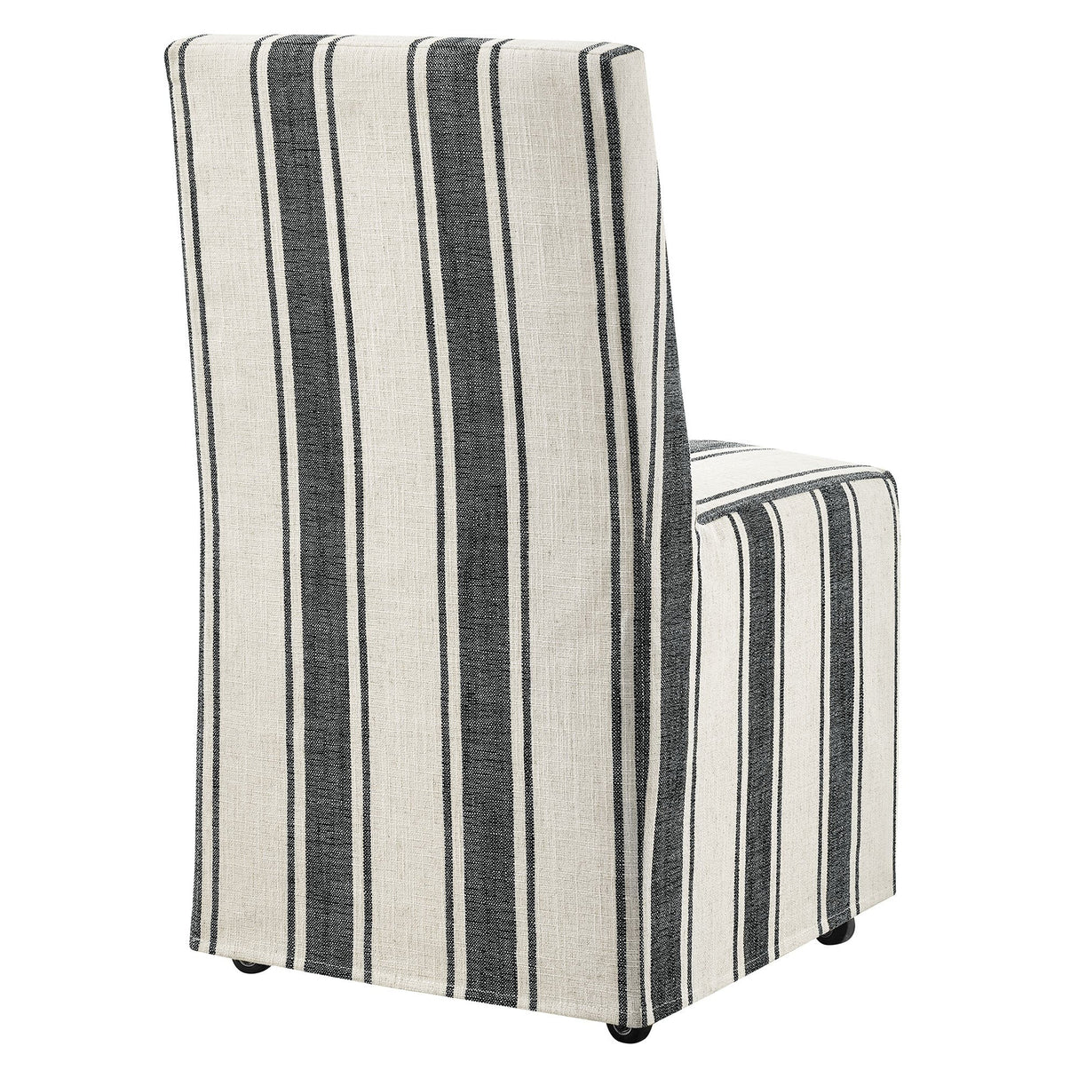 Striped Slipcovered Parsons Dining Side Chair with Hidden Casters