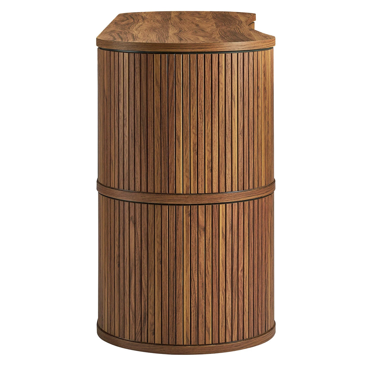 Curved Fluted Sideboard Storage Cabinet with Sliding Doors – Wood Finish 63 Inch