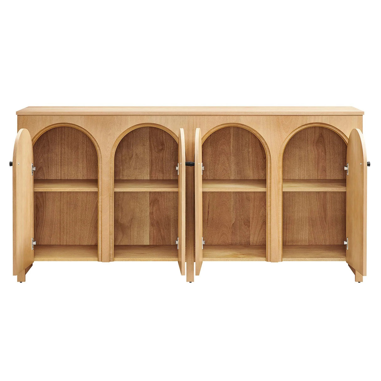 Modern Arched 4-Door Wood Grain Storage Cabinet – 71 Inch
