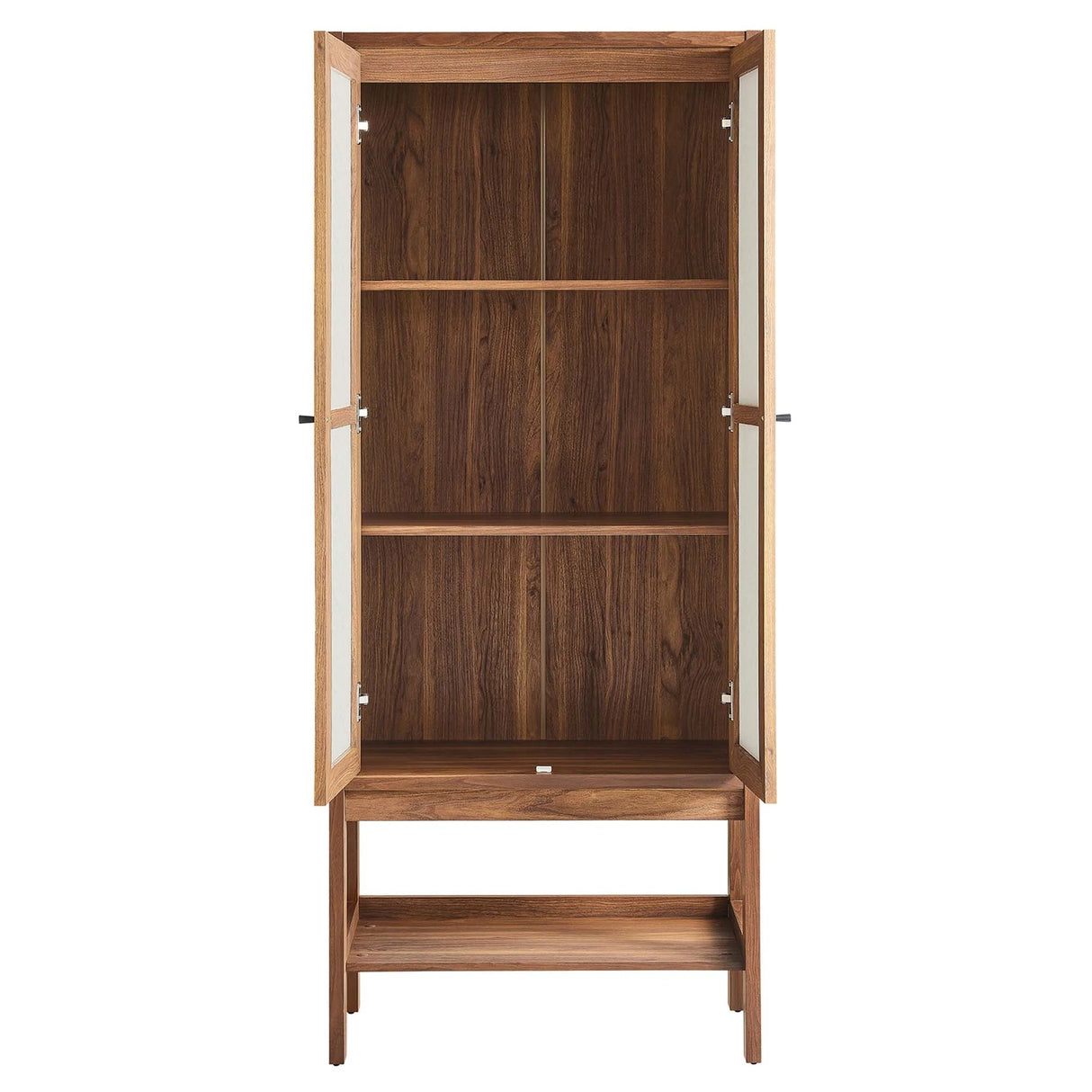 Walnut Wood Grain Tall Standing Storage Cabinet – 68 Inch