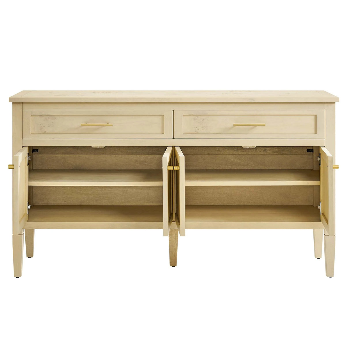 Burl Wood Sideboard Storage Cabinet with Drawers – Wood Finish 62 Inch