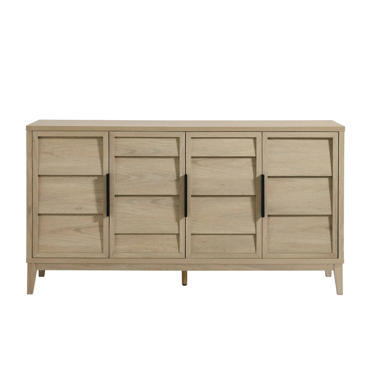 Modern Horizontal 4-Door Sideboard – Wood Grain 59 Inch