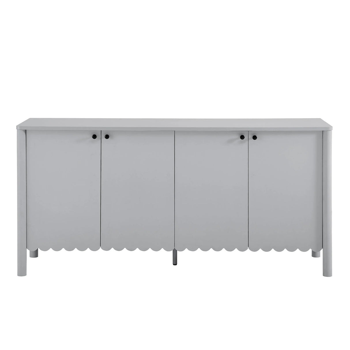 Modern Scalloped 4-Door Storage Sideboard – White 66 Inch