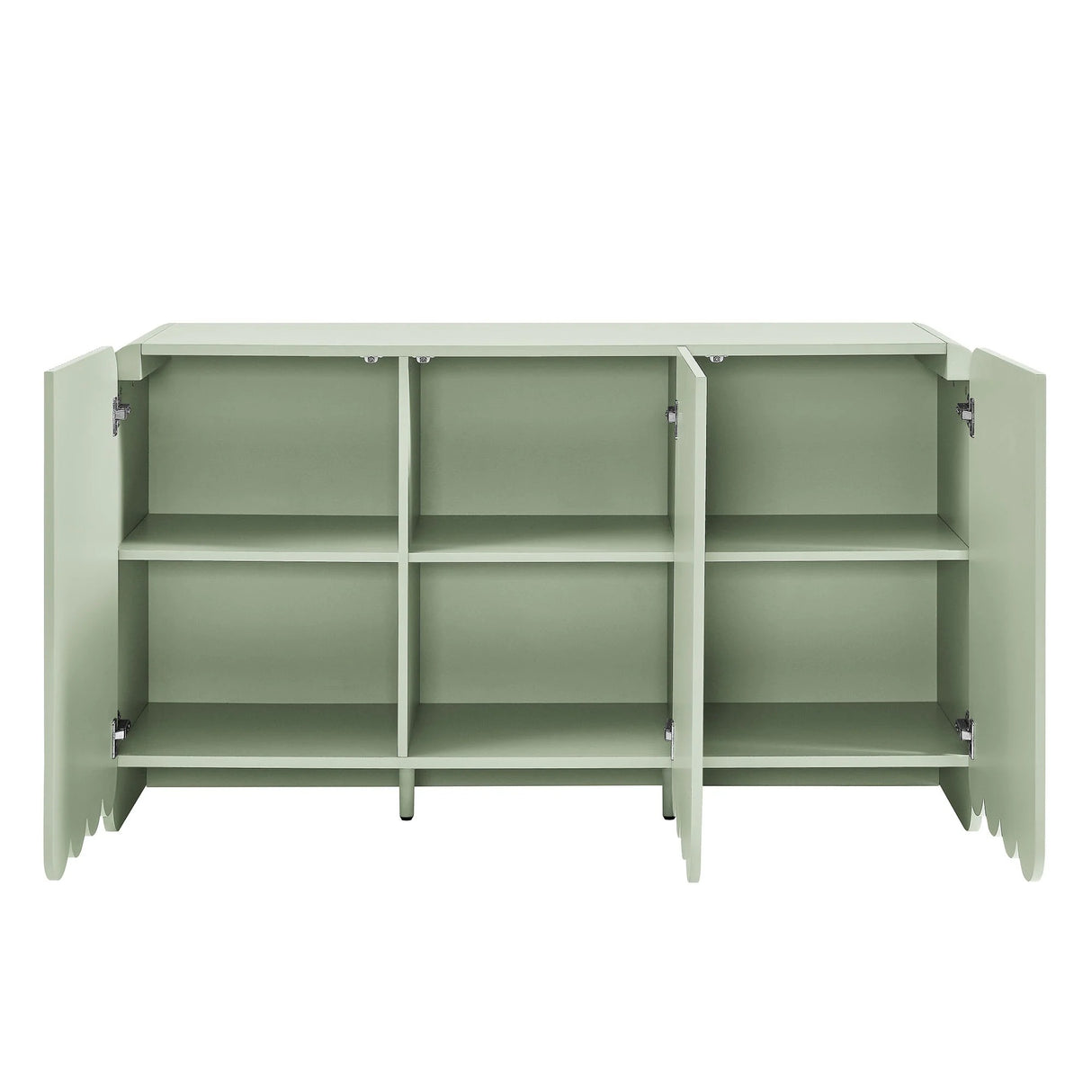 Fluted Scalloped Sideboard Storage Cabinet – Wood Finish 56 Inch