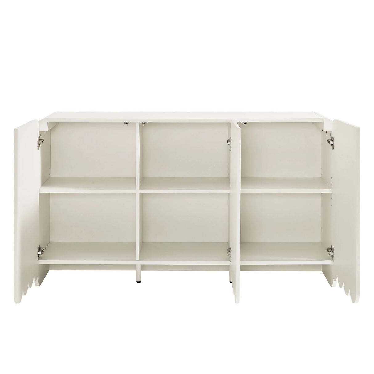 Fluted Scalloped Sideboard Storage Cabinet – Wood Finish 56 Inch