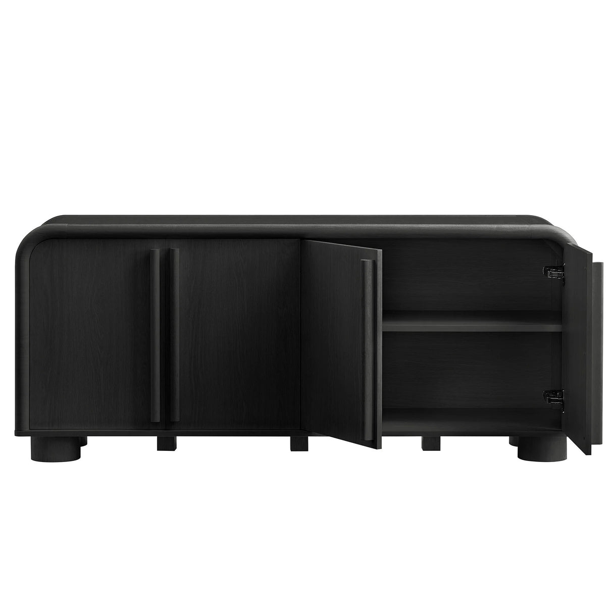 Modern Curved 4-Door Sideboard Cabinet – 63 Inch