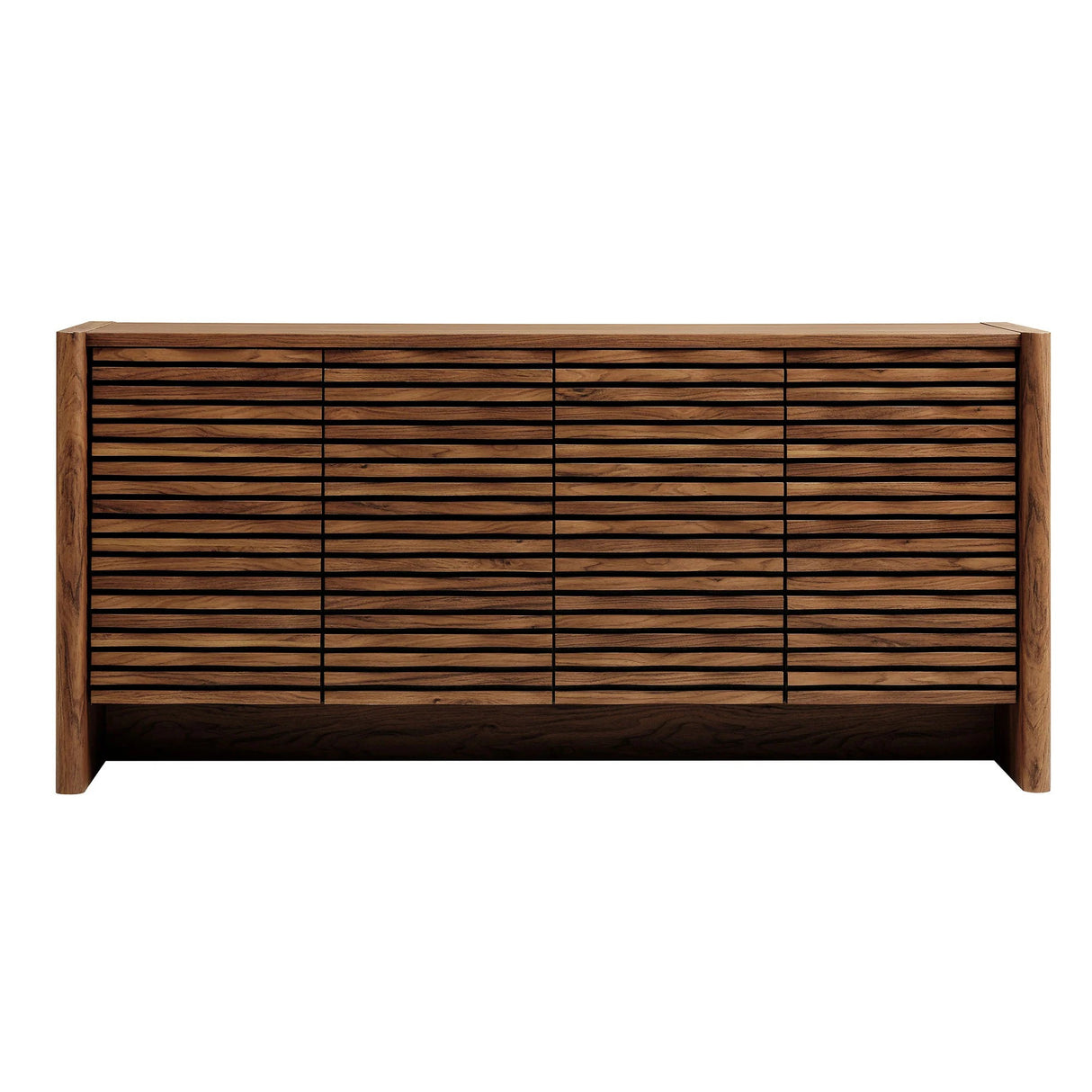 Slatted Wave 4-Door Sideboard – Walnut 66 Inch