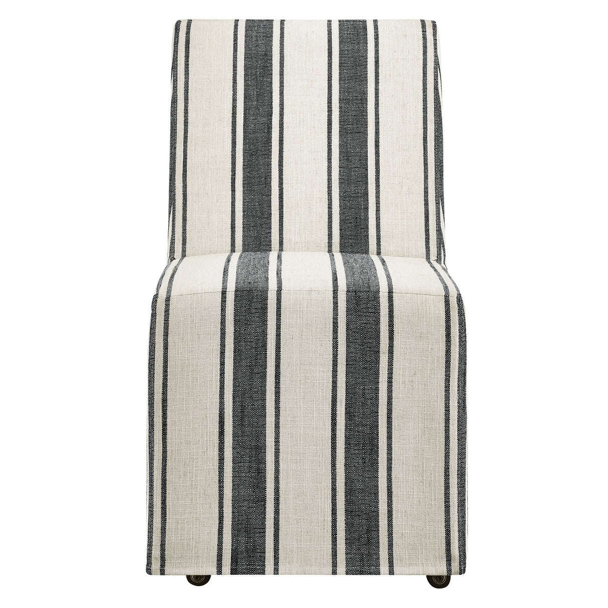 Striped Slipcovered Parsons Dining Side Chair with Hidden Casters