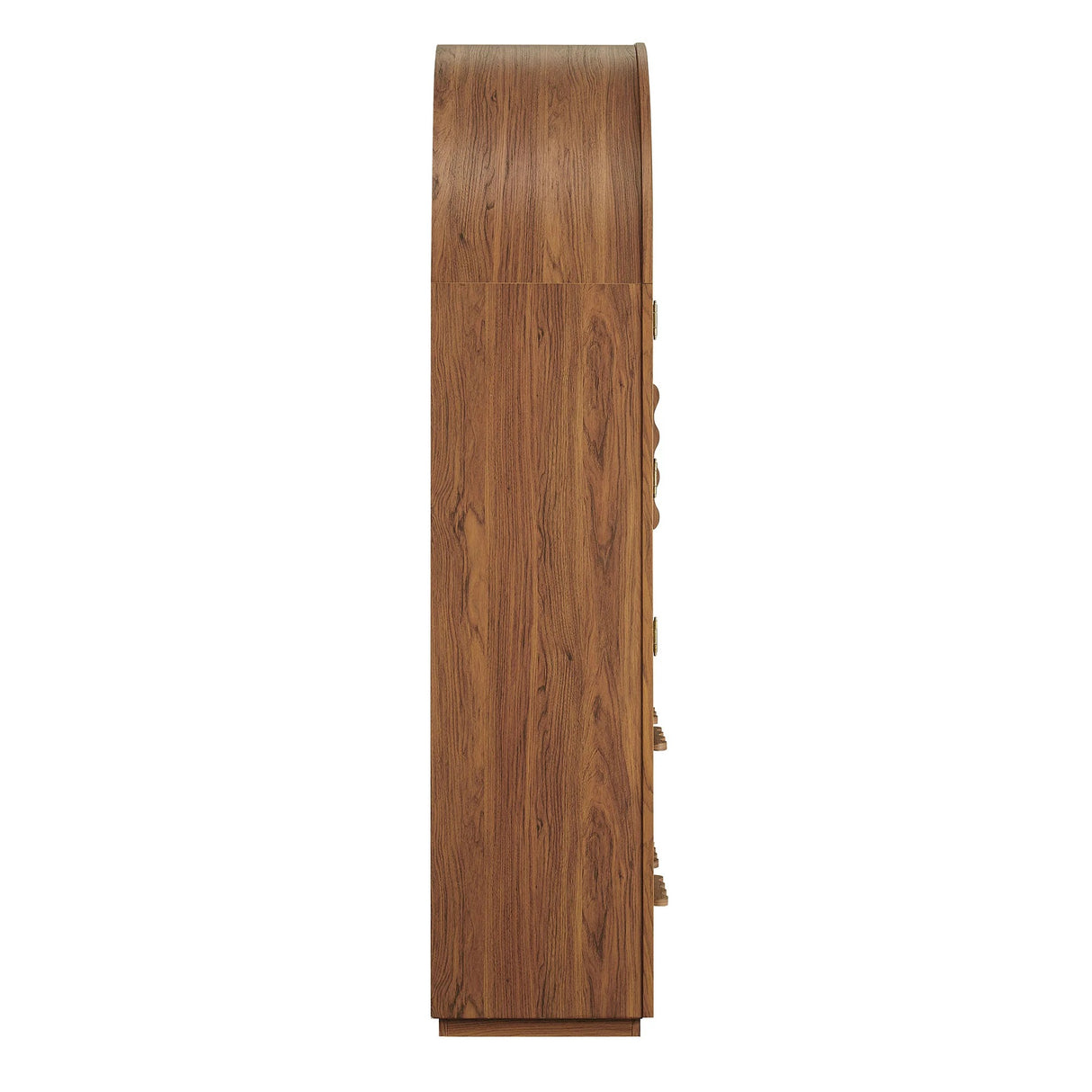 76 Inch Arched Scalloped Glass Door Kitchen Pantry Cabinet – Wood Grain