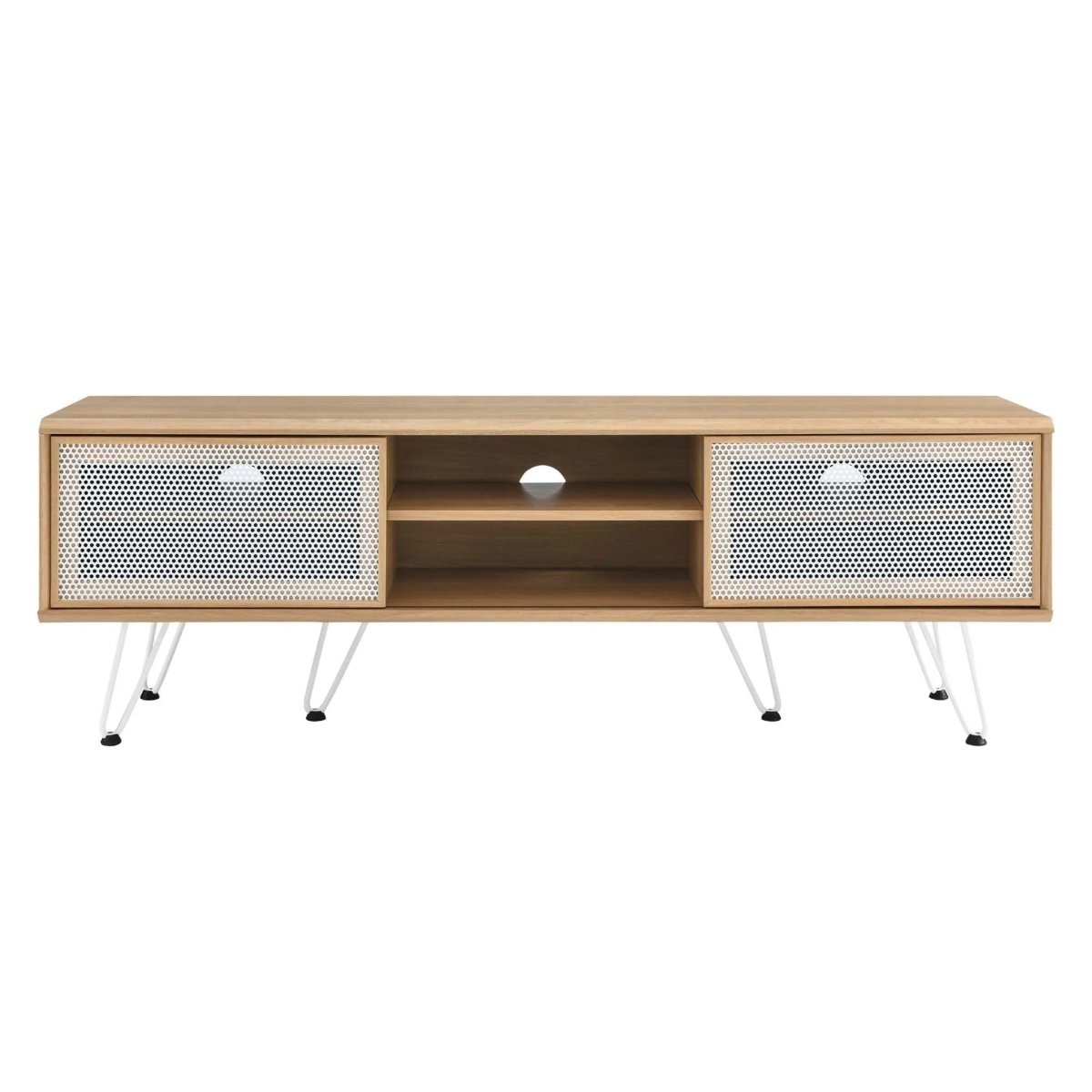 Industrial Modern TV Stand with Sliding Mesh Doors 59 Inch - TV Stands available at Alpine Outlets in Denver