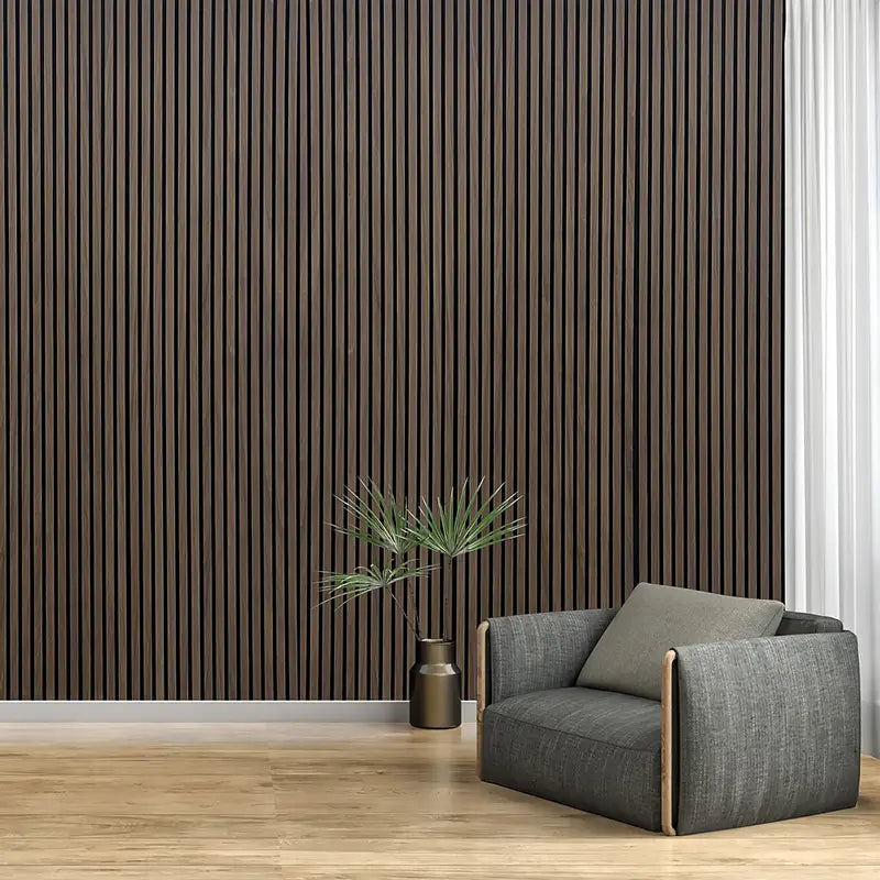 Acoustic Dark Smoke Oak Wood Wall Panel