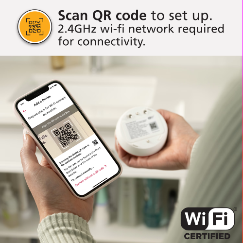 Kidde water detector QR setup and 2.4 GHz Wi-Fi requirement
