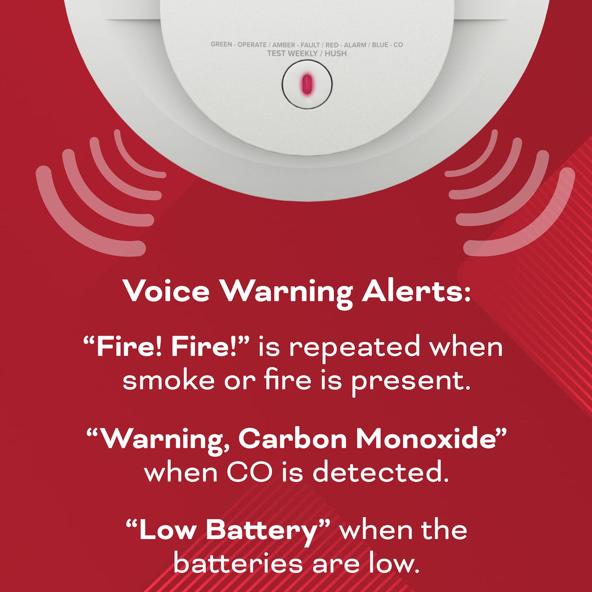 Kidde 900-CUAR-V smoke and carbon monoxide voice warning messages