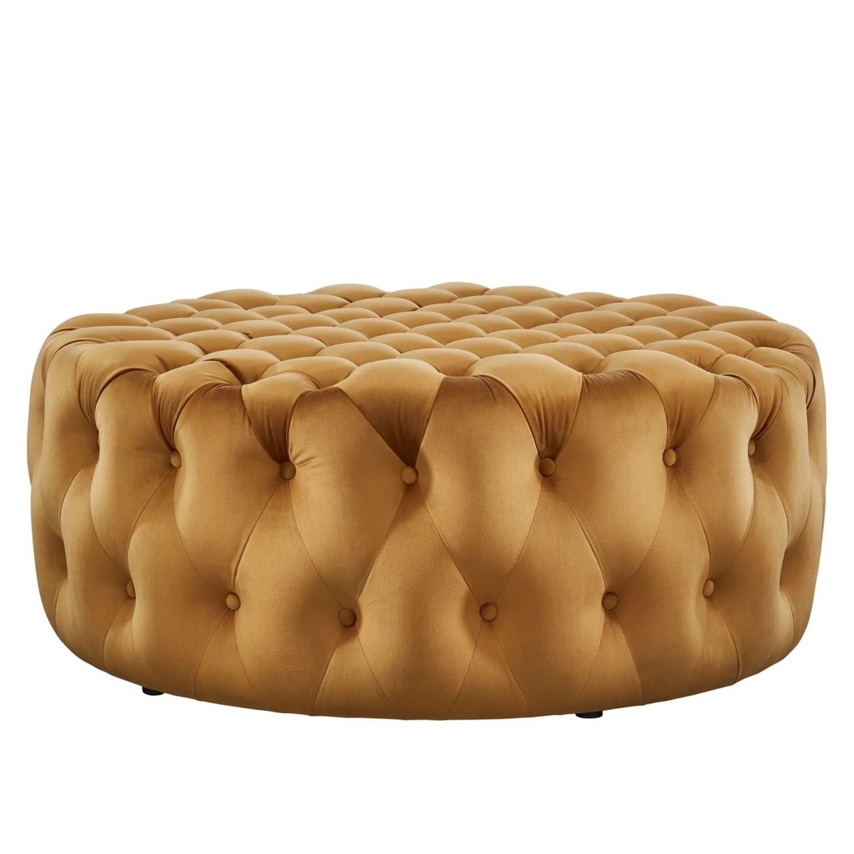 Large Round Tufted Velvet Ottoman – Upholstered 40 Inch - Ottomans available at Alpine Outlets in Denver