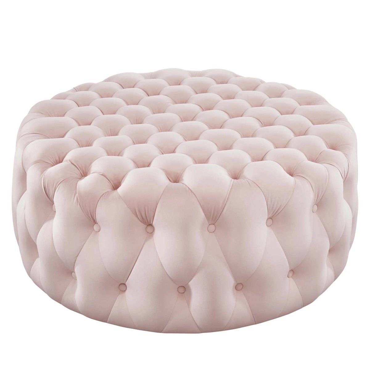 Large Round Tufted Velvet Ottoman – Upholstered 40 Inch - Ottomans available at Alpine Outlets in Denver