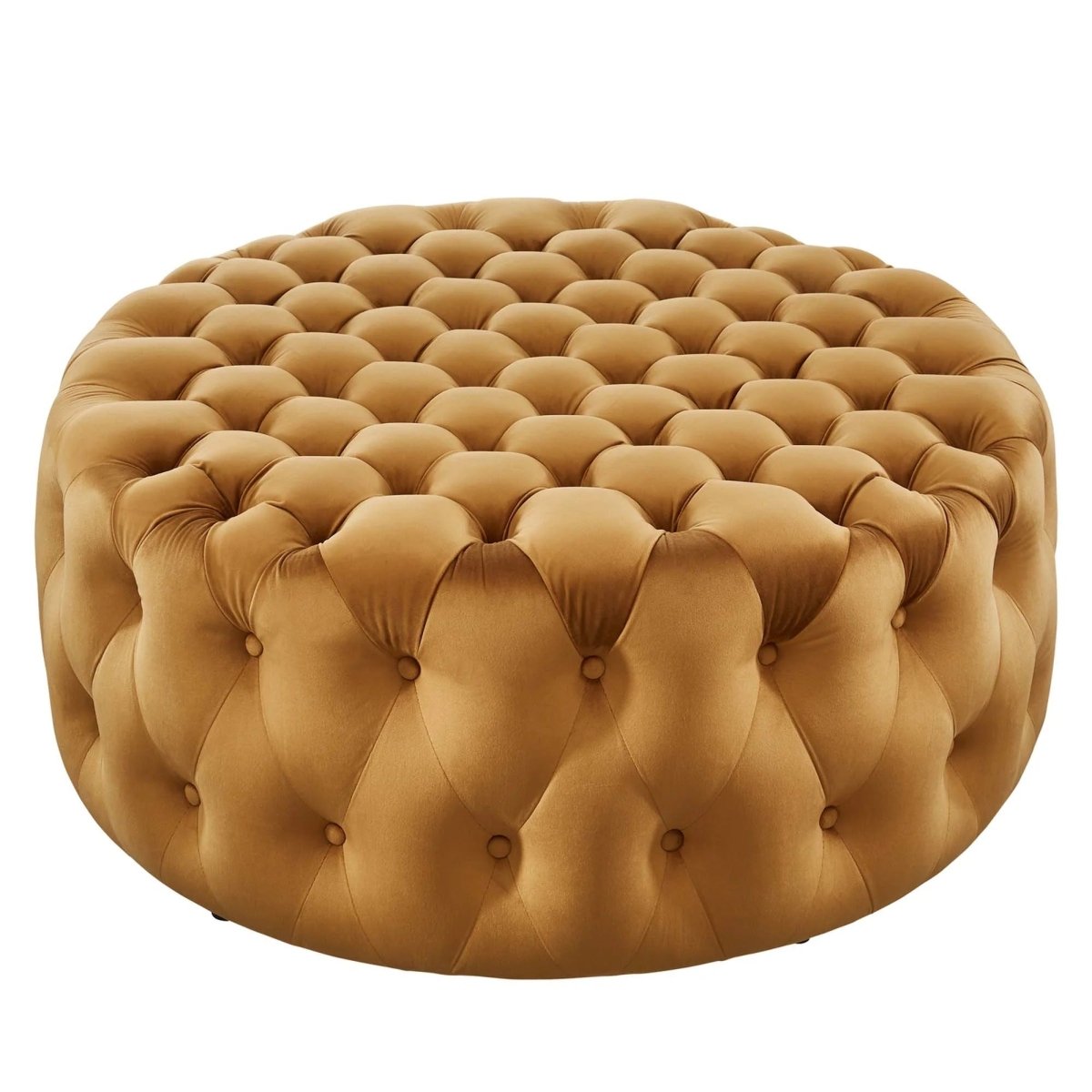 Large Round Tufted Velvet Ottoman – Upholstered 40 Inch - Ottomans available at Alpine Outlets in Denver