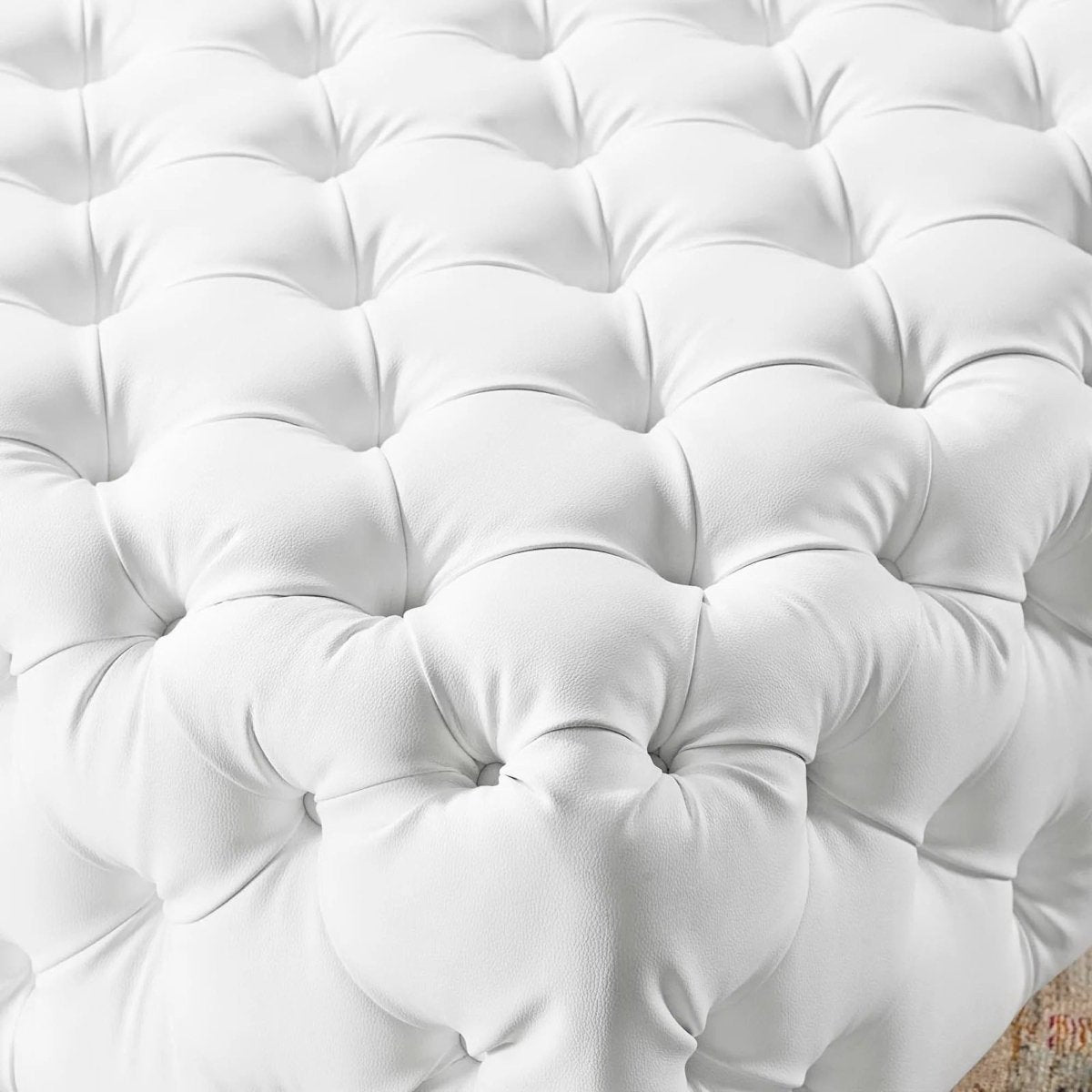 Large Square Tufted Faux Leather Ottoman – Upholstered 39 Inch - Ottomans available at Alpine Outlets in Denver
