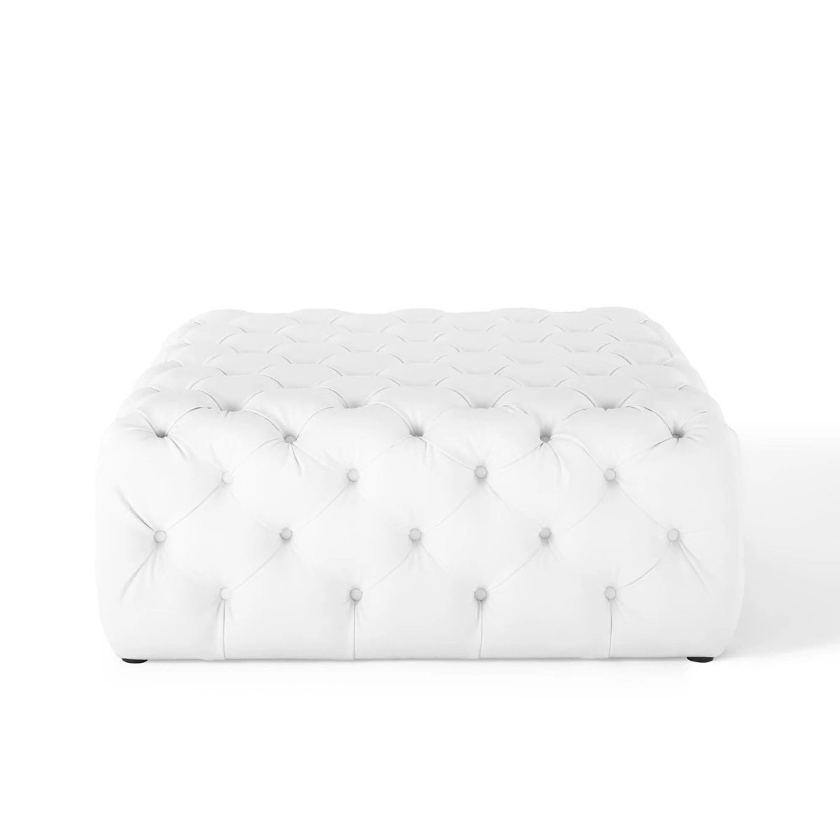 Large Square Tufted Faux Leather Ottoman – Upholstered 39 Inch - Ottomans available at Alpine Outlets in Denver