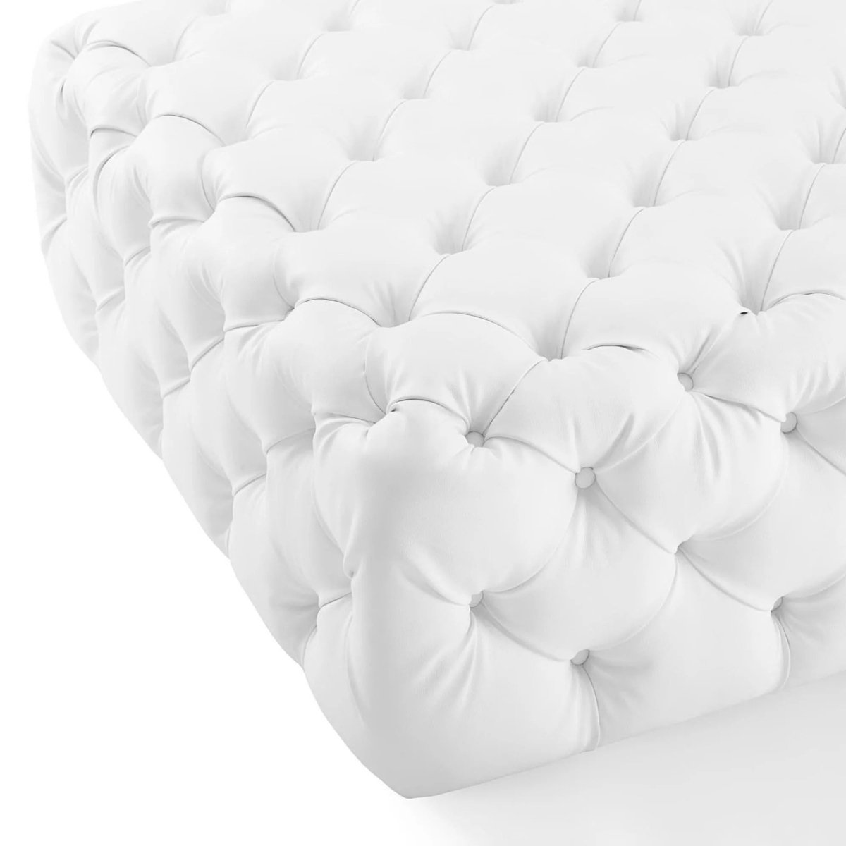 Large Square Tufted Faux Leather Ottoman – Upholstered 39 Inch - Ottomans available at Alpine Outlets in Denver