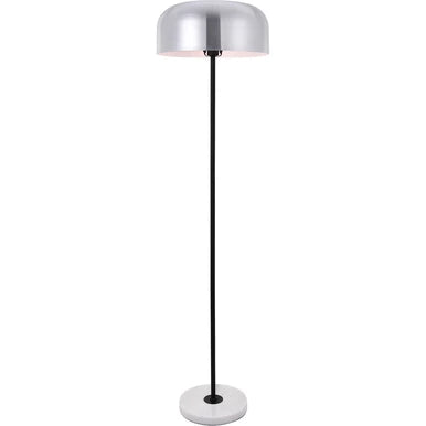 Exemplar 63 inch 40 watt Brushed Nickel and Black with White Marble Floor lamp Portable Light in Burnished Nickel