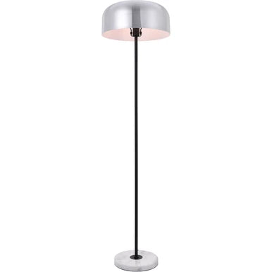 Exemplar 63 inch 40 watt Brushed Nickel and Black with White Marble Floor lamp Portable Light in Burnished Nickel