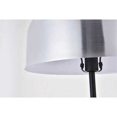 Exemplar 63 inch 40 watt Brushed Nickel and Black with White Marble Floor lamp Portable Light in Burnished Nickel
