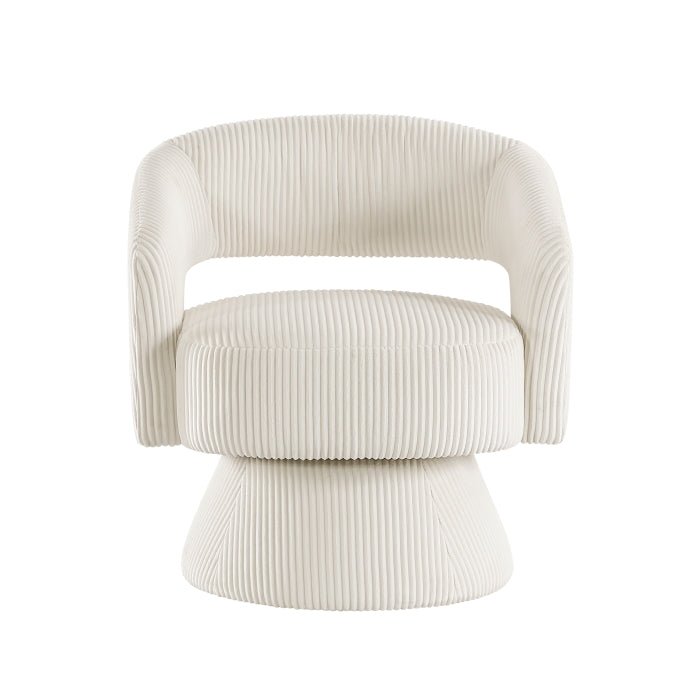 Lowery Swivel Accent Chair Beige Corduroy - Living Room Furniture - Alpine Outlets
