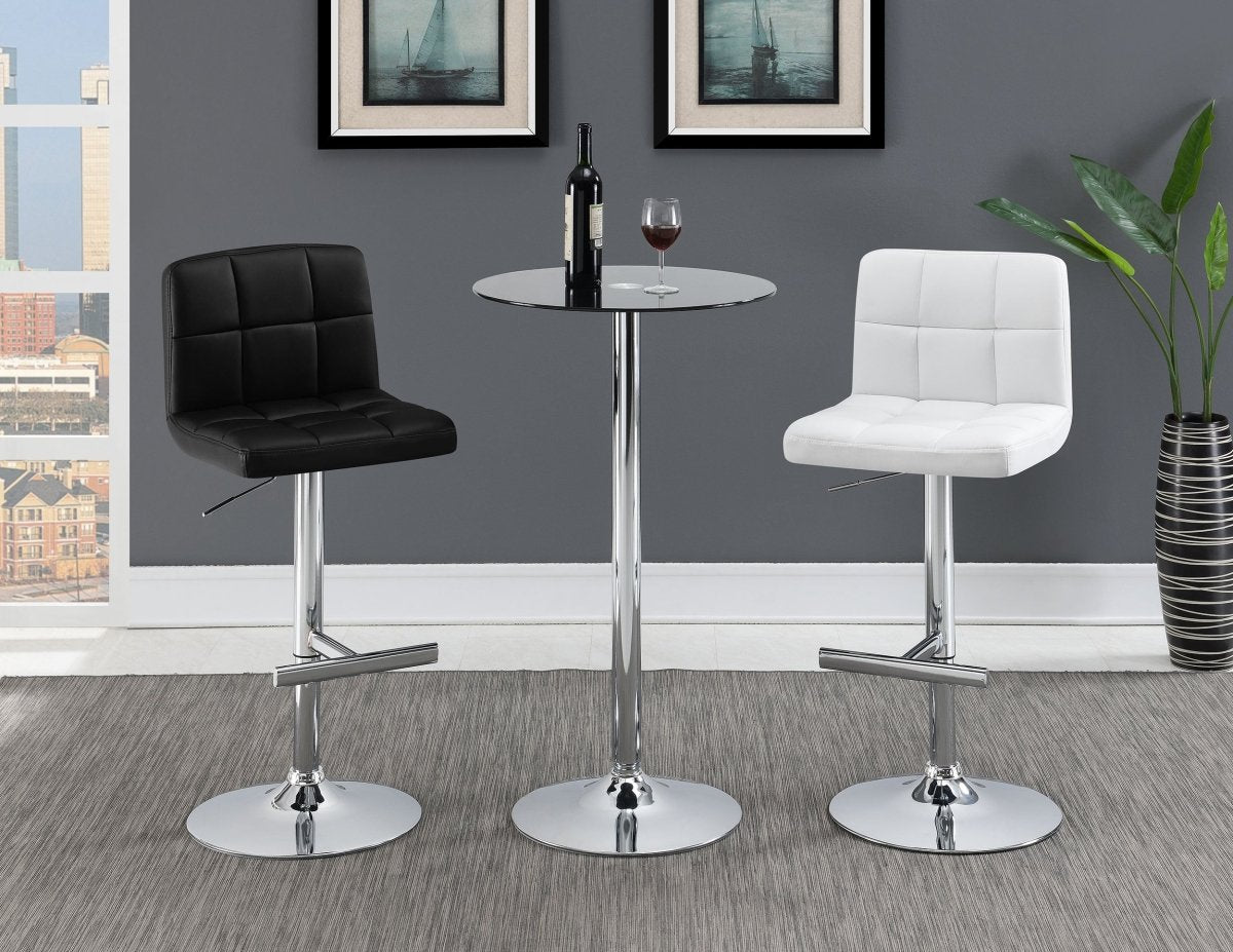 Lenny Black Faux Leather Adjustable Bar Stool, Set of 2 - Bar Stools available at Alpine Outlets in Denver