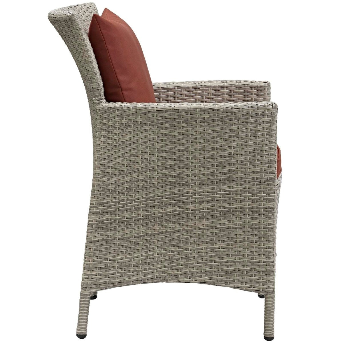 34" Light Gray Currant Wicker Rattan Outdoor Dining Armchair - Outdoor - Alpine Outlets