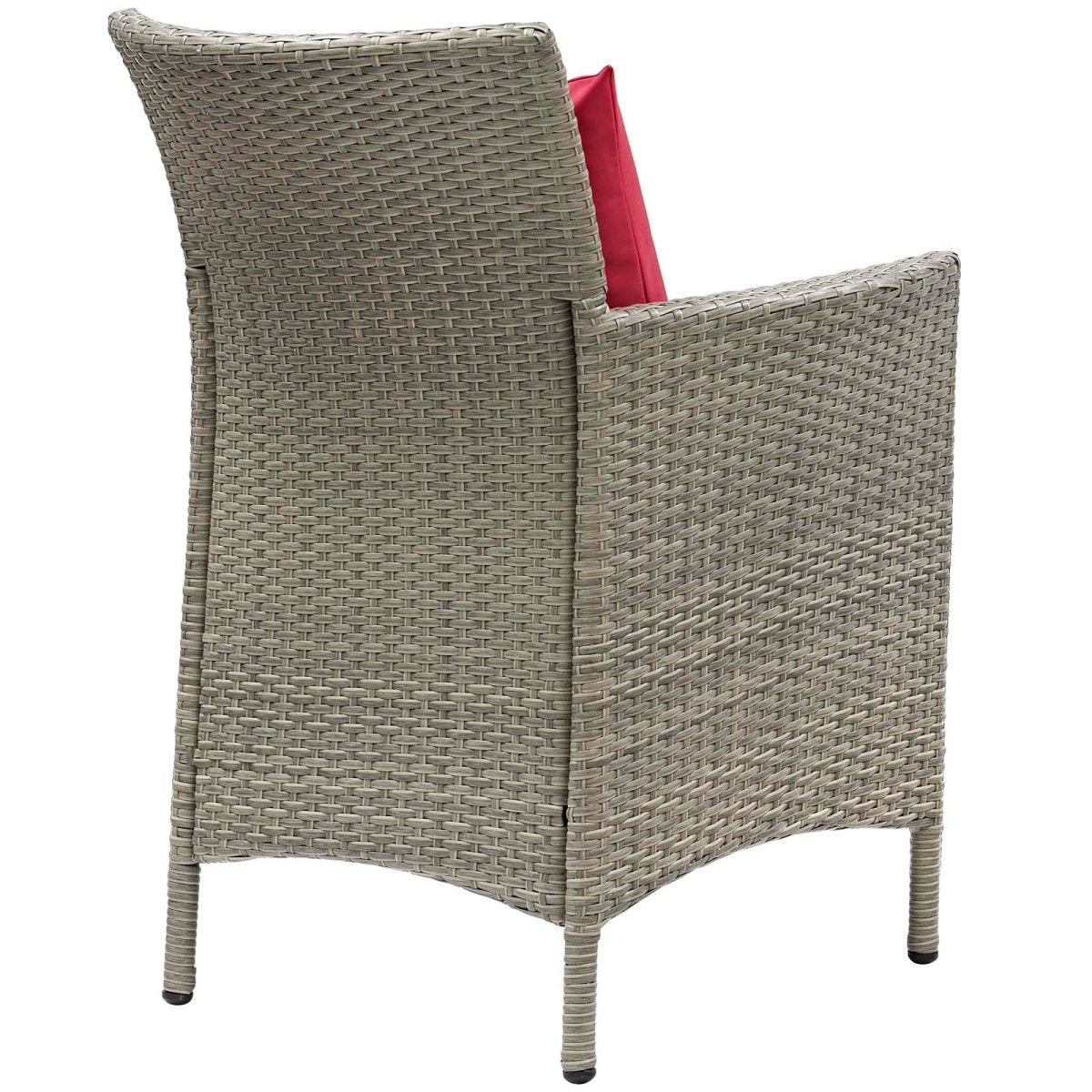 34" Light Gray Red Wicker Rattan Outdoor Dining Armchair - Outdoor - Alpine Outlets