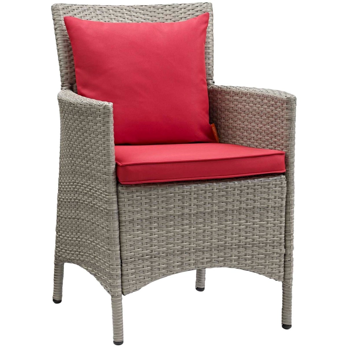 34" Light Gray Red Wicker Rattan Outdoor Dining Armchair - Outdoor - Alpine Outlets