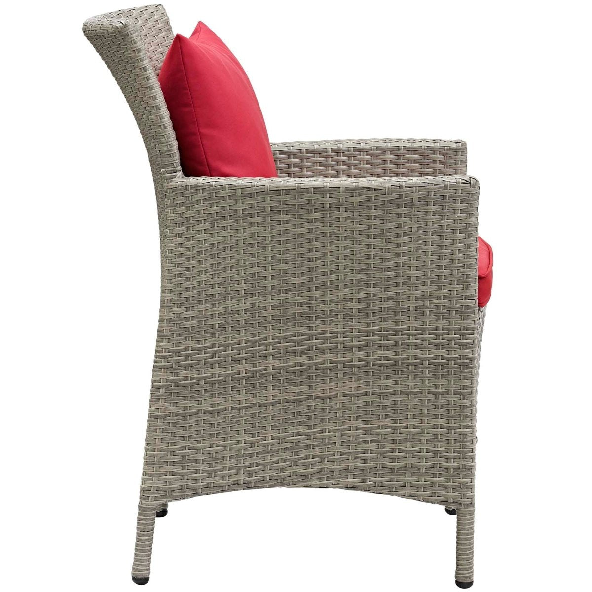 34" Light Gray Red Wicker Rattan Outdoor Dining Armchair - Outdoor - Alpine Outlets