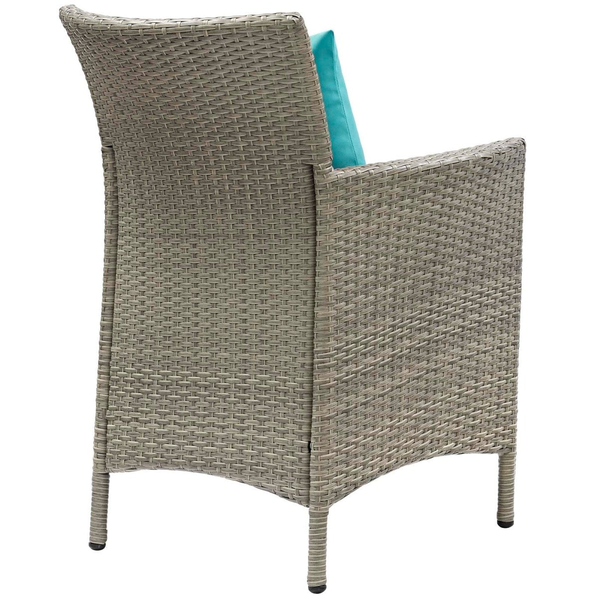 34" Light Gray Turquoise Wicker Rattan Outdoor Dining Armchair - Outdoor - Alpine Outlets