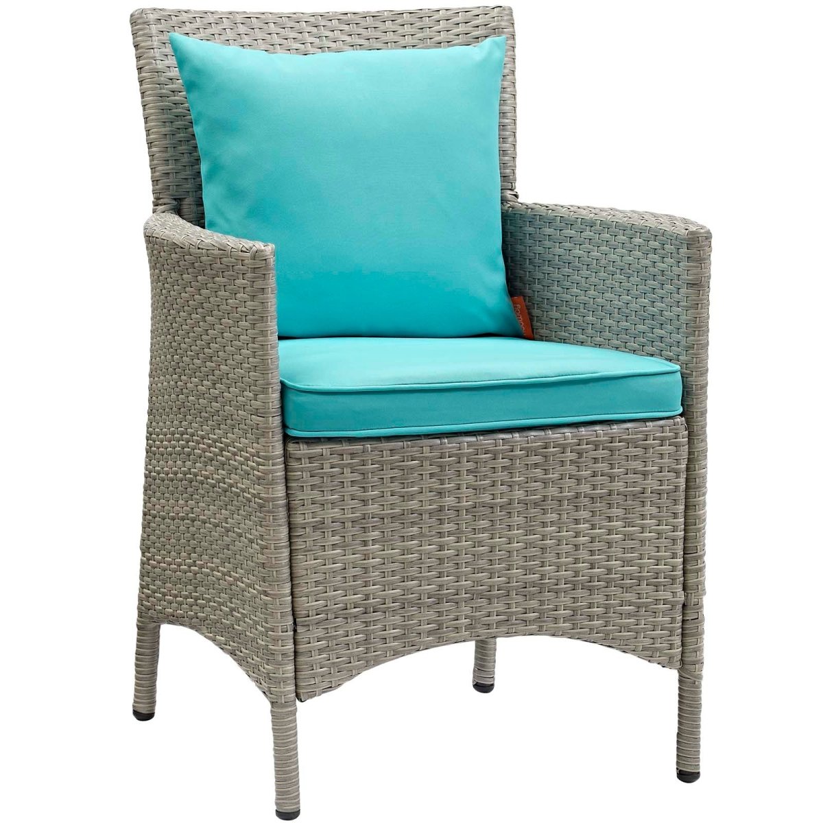 34" Light Gray Turquoise Wicker Rattan Outdoor Dining Armchair - Outdoor - Alpine Outlets