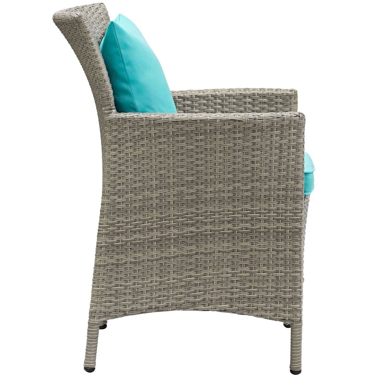 34" Light Gray Turquoise Wicker Rattan Outdoor Dining Armchair - Outdoor - Alpine Outlets