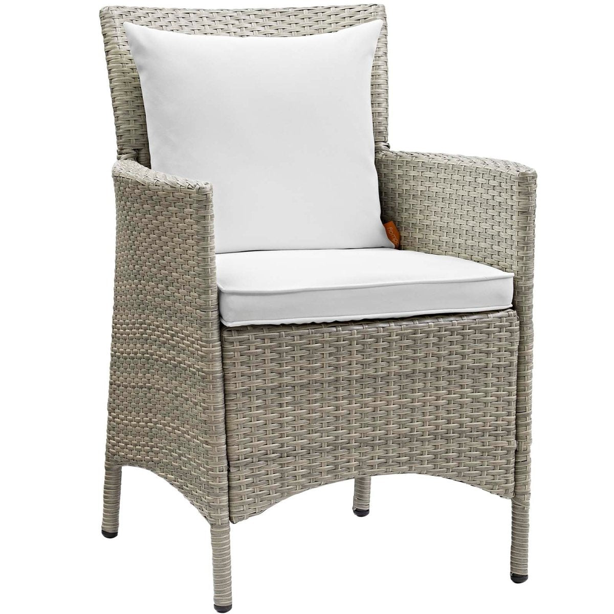 34" Light Gray White Wicker Rattan Outdoor Dining Armchair - Outdoor - Alpine Outlets