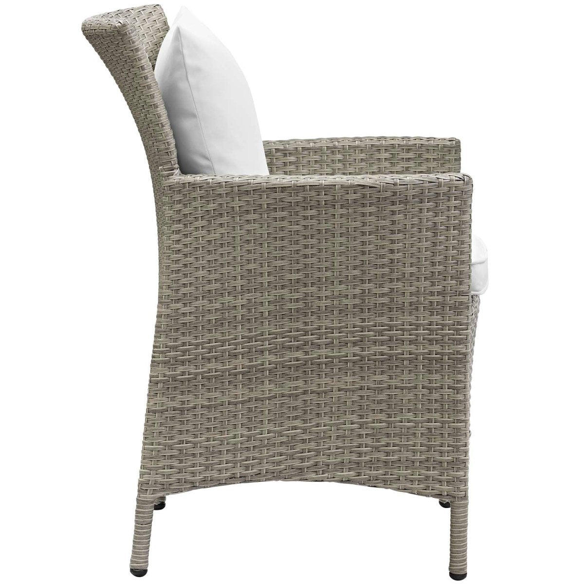 34" Light Gray White Wicker Rattan Outdoor Dining Armchair - Outdoor - Alpine Outlets