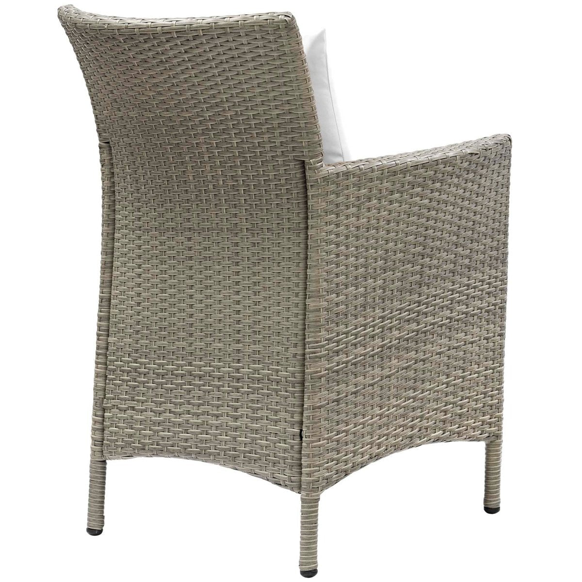 34" Light Gray White Wicker Rattan Outdoor Dining Armchair - Outdoor - Alpine Outlets