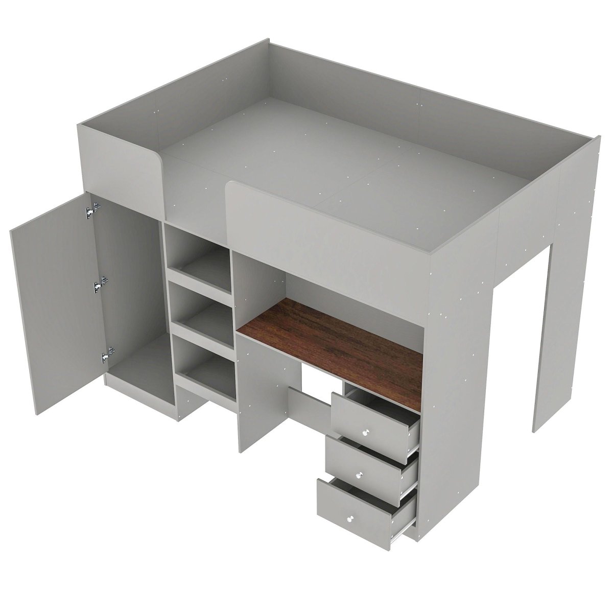 Loft Bed With Built In Wardrobe, Desk, Shelves, And Drawers - Loft Beds available at Alpine Outlets in Denver