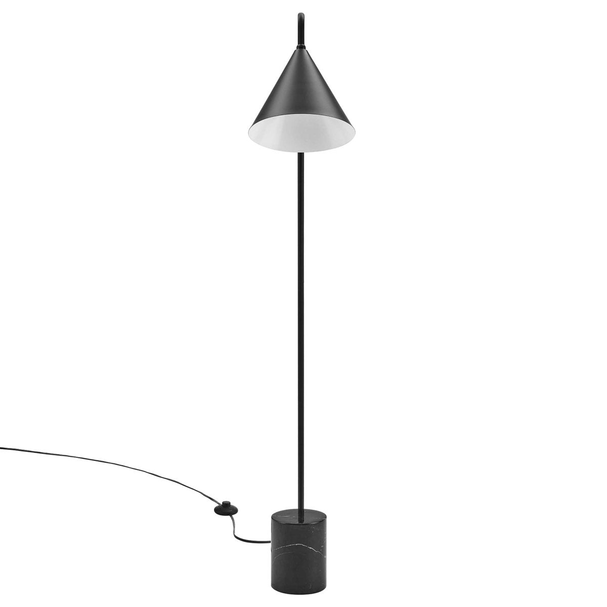 58" Marble Base Floor Lamp with Metal Shade β Black - Lighting - Alpine Outlets