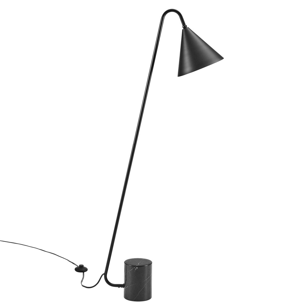 58" Marble Base Floor Lamp with Metal Shade β Black - Lighting - Alpine Outlets