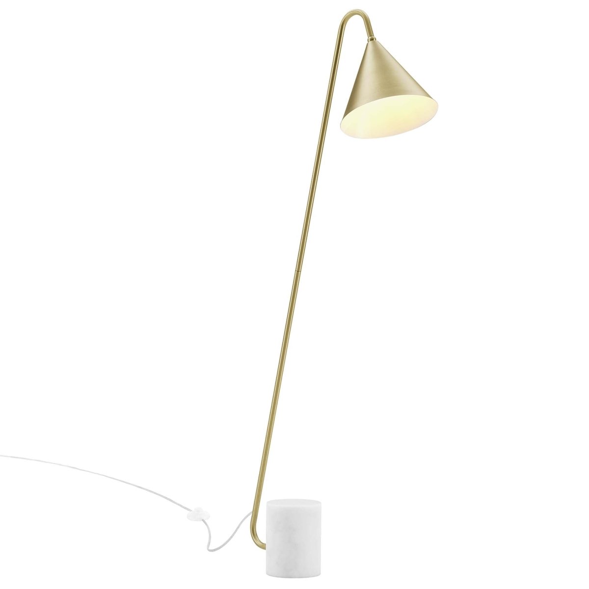 58" Marble Base Floor Lamp with Metal Shade β Satin Brass - Lighting - Alpine Outlets