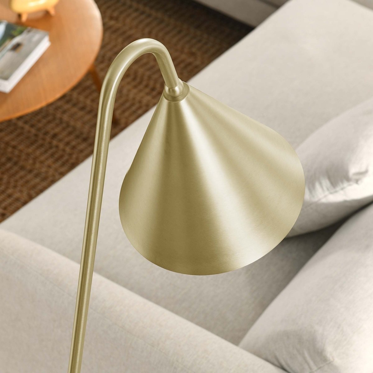 58" Marble Base Floor Lamp with Metal Shade β Satin Brass - Lighting - Alpine Outlets
