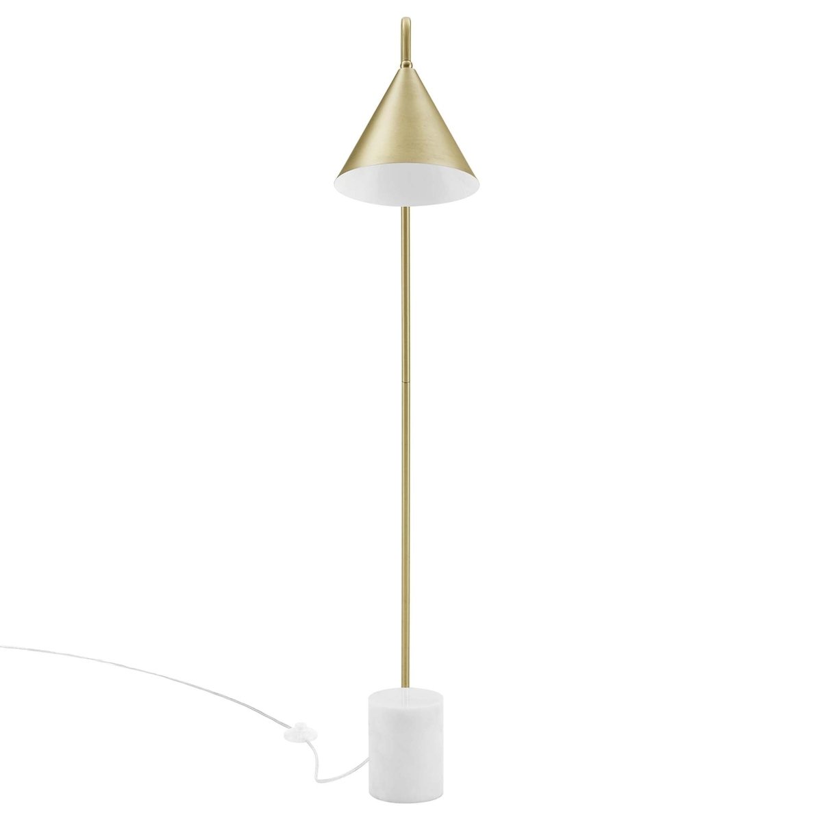 58" Marble Base Floor Lamp with Metal Shade β Satin Brass - Lighting - Alpine Outlets