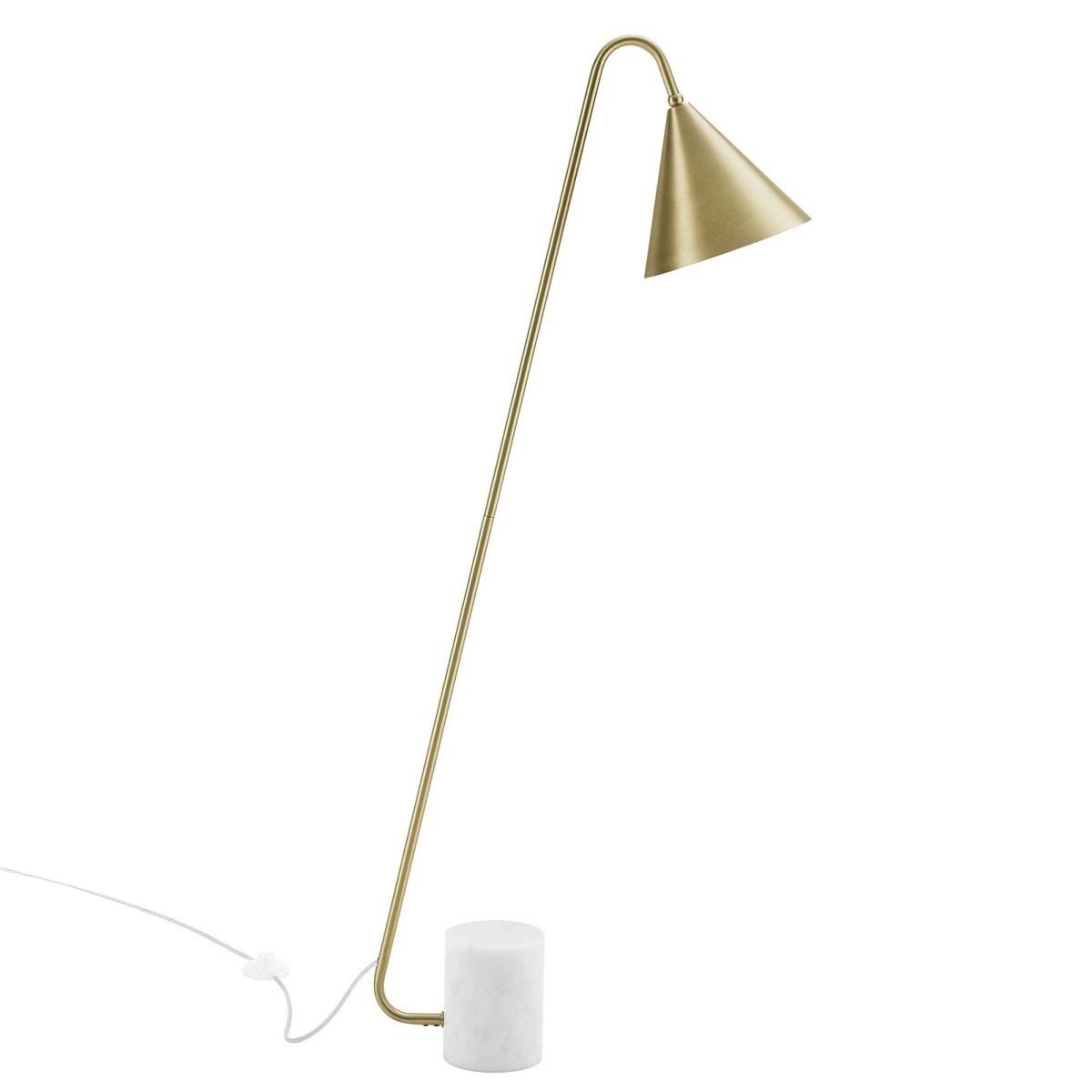 58" Marble Base Floor Lamp with Metal Shade β Satin Brass - Lighting - Alpine Outlets