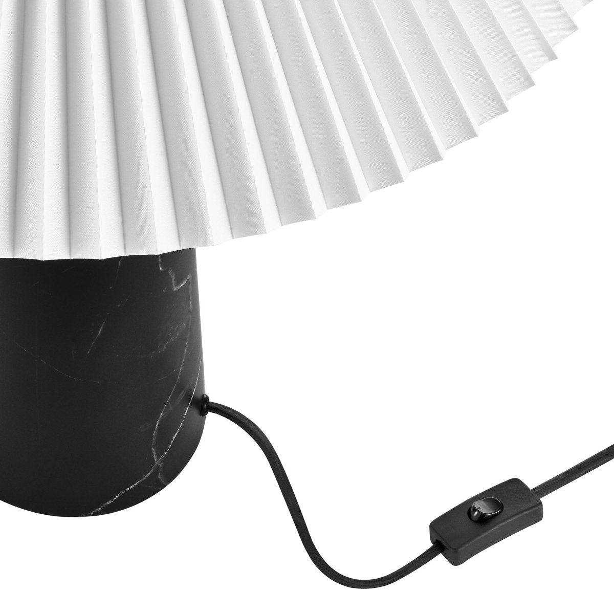 26" Black Marble Pattern Table Lamp with Pleated Shade - Lighting - Alpine Outlets