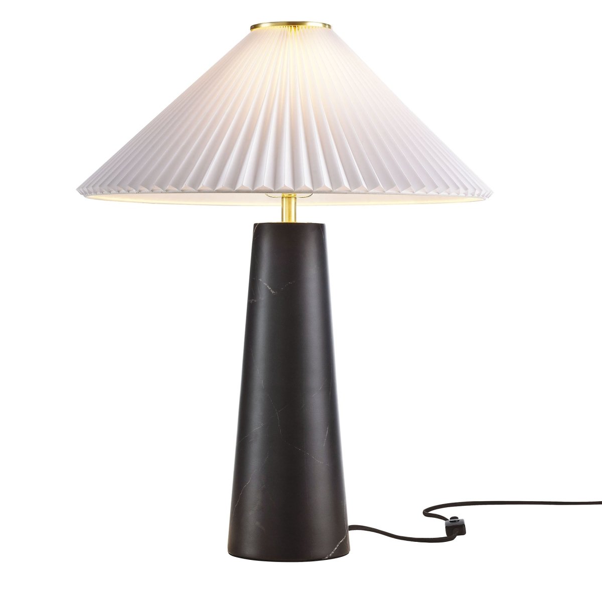 26" Black Marble Pattern Table Lamp with Pleated Shade - Lighting - Alpine Outlets
