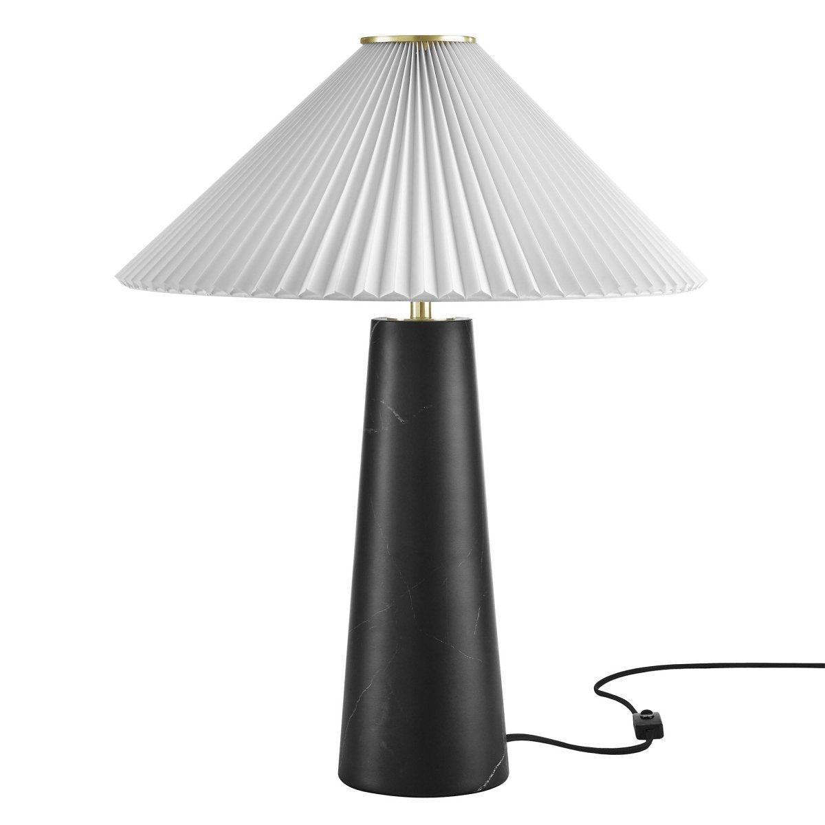 26" Black Marble Pattern Table Lamp with Pleated Shade - Lighting - Alpine Outlets