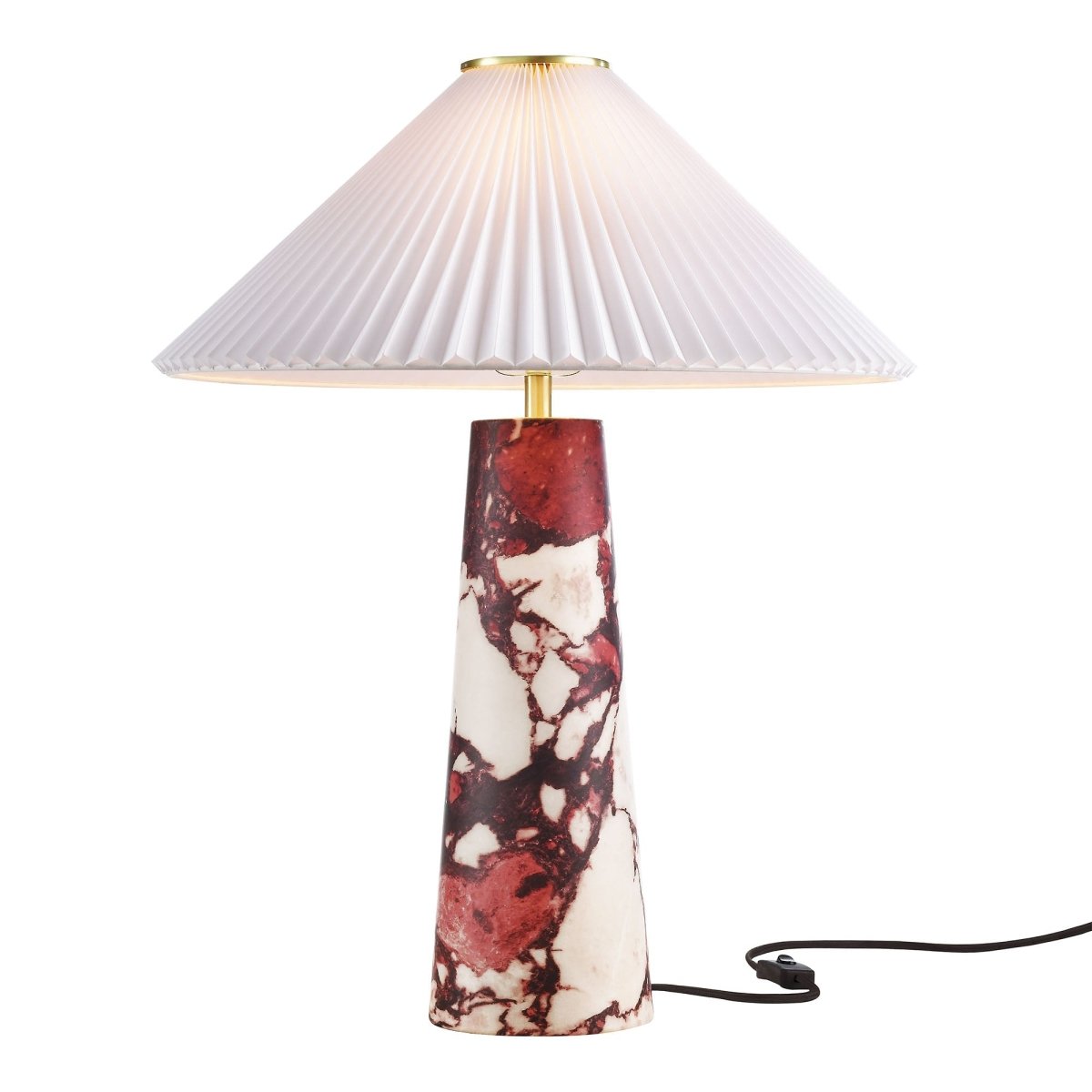 26" Red Marble Pattern Table Lamp with Pleated Shade - Lighting - Alpine Outlets